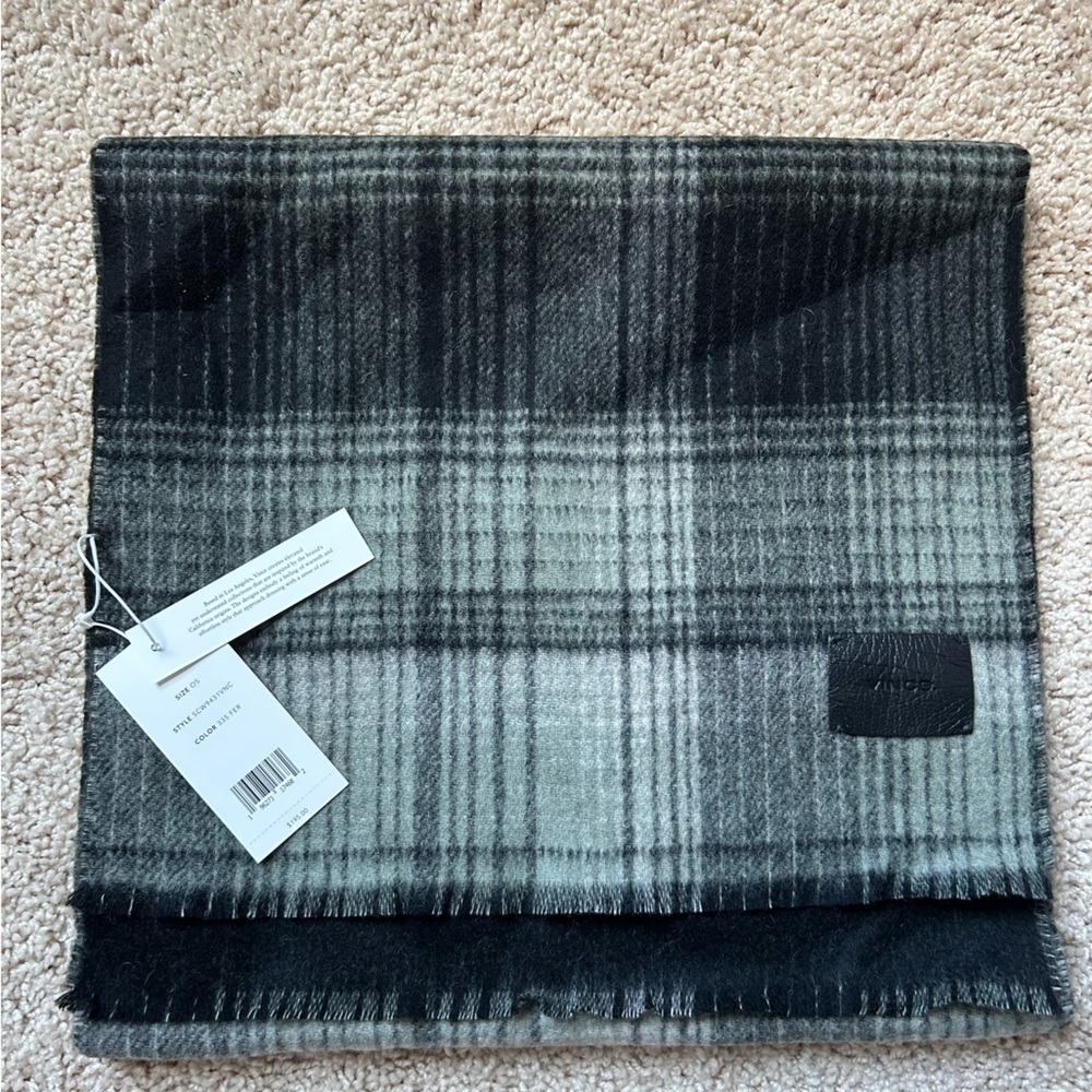 TODAY ONLY Vince Merino Wool Cashmere Classic Plaid Scarf/ Christmas Gift
